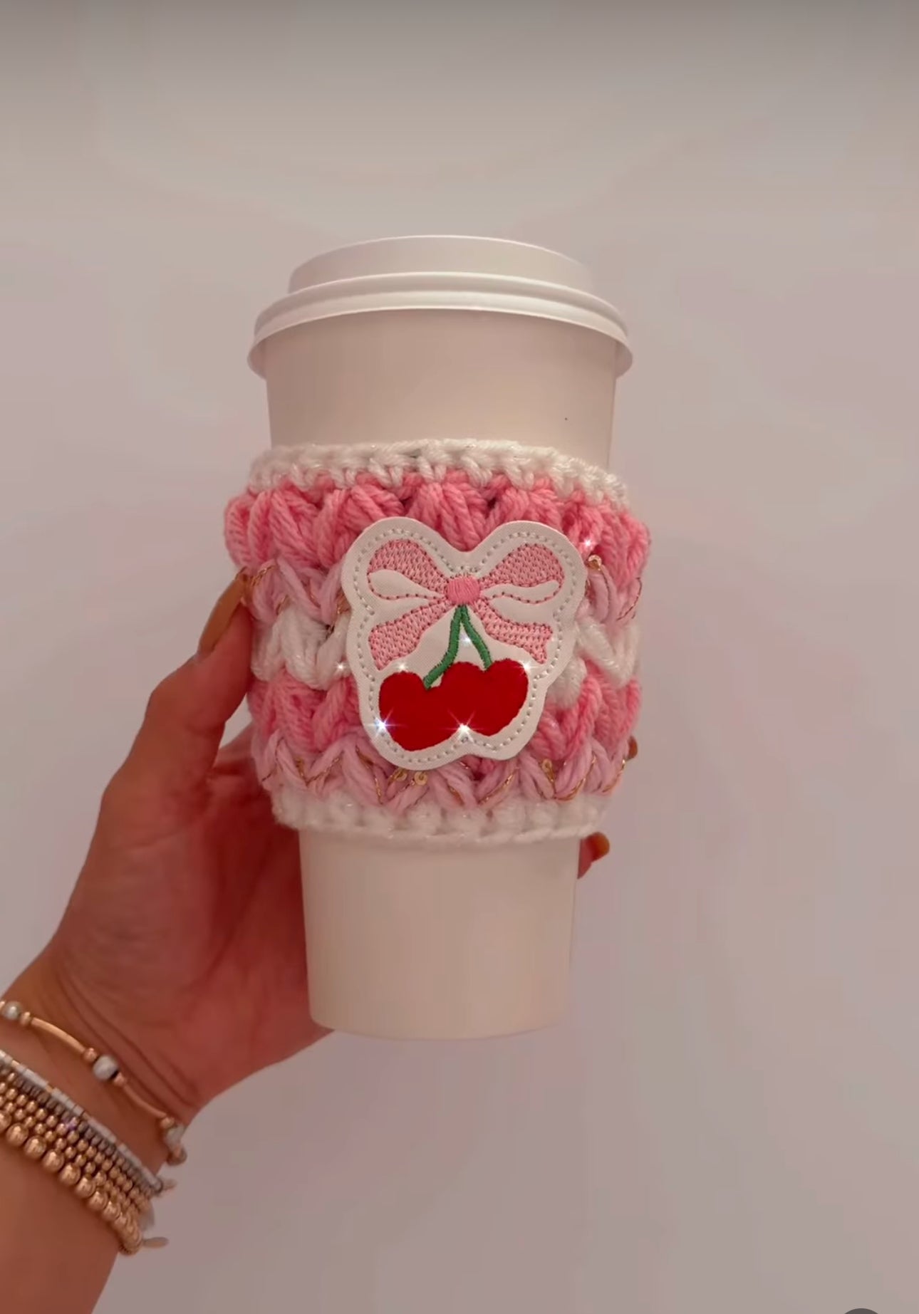 Cherry Hearts Cup Cozy